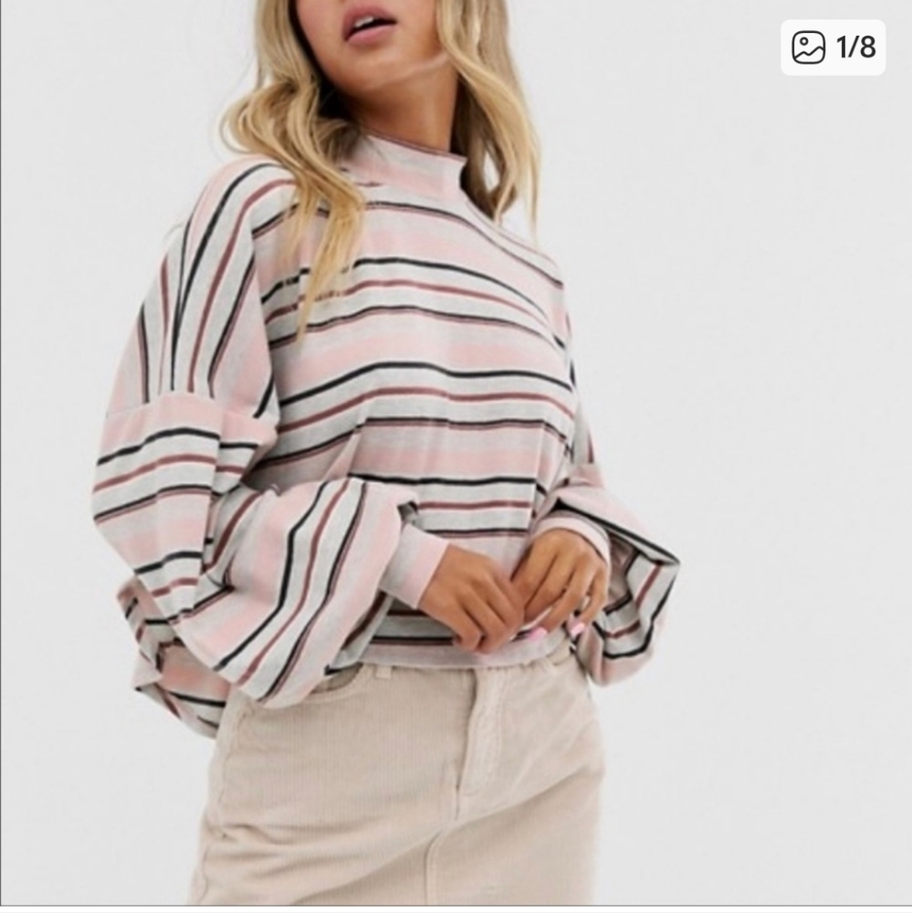 Free People Steph Striped Cropped Tee